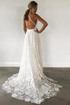 Rose Lace Cross Back A Line Bohemian Wedding Dress