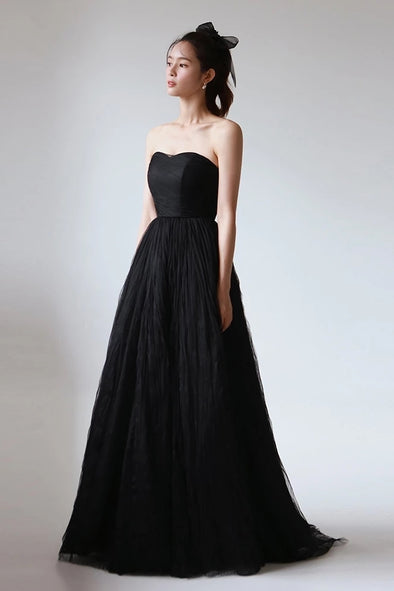 Sweetheart Black Tulle Wedding Dresses Lace Up Back DW703