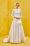 Simple Satin Long Sleeve Wedding Dresses Muslim Bridal Gowns ZW932