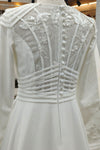 Long Sleeves Lace Appliques Embroidery A Line White Wedding Dress SPF072