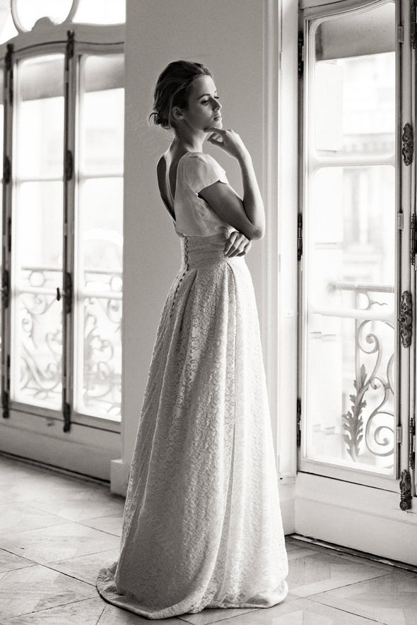 Cap Sleeve O-Neck Wedding Dresses Lace Backless Boho Noivas ZW804