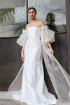 Mermaid Wedding Dress With Puff Organza Detachable Sleeves