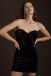 Black Velvet Cocktail Dress With Detachable Sleeves