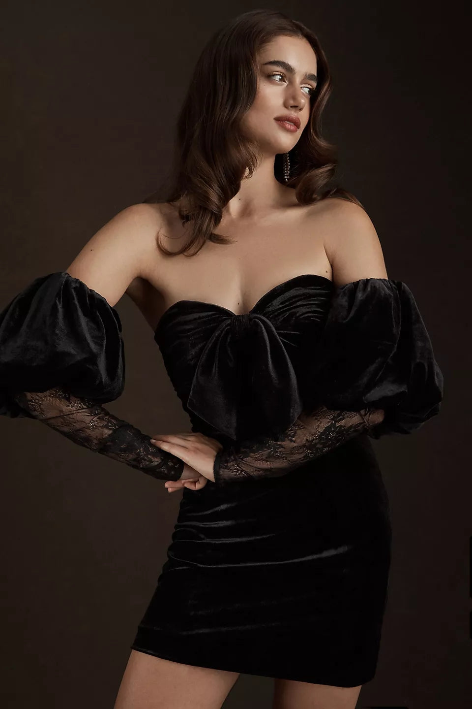 Black Velvet Cocktail Dress With Detachable Sleeves TANYA BRIDAL Black Velvet Cocktail Dress With Detachable Sleeves TANYA BRIDAL