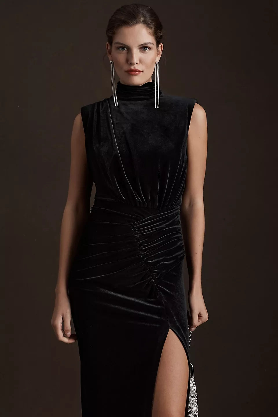 black high neck formal dress Black High Neck Long Slit Formal Evening Dress – TANYA BRIDAL