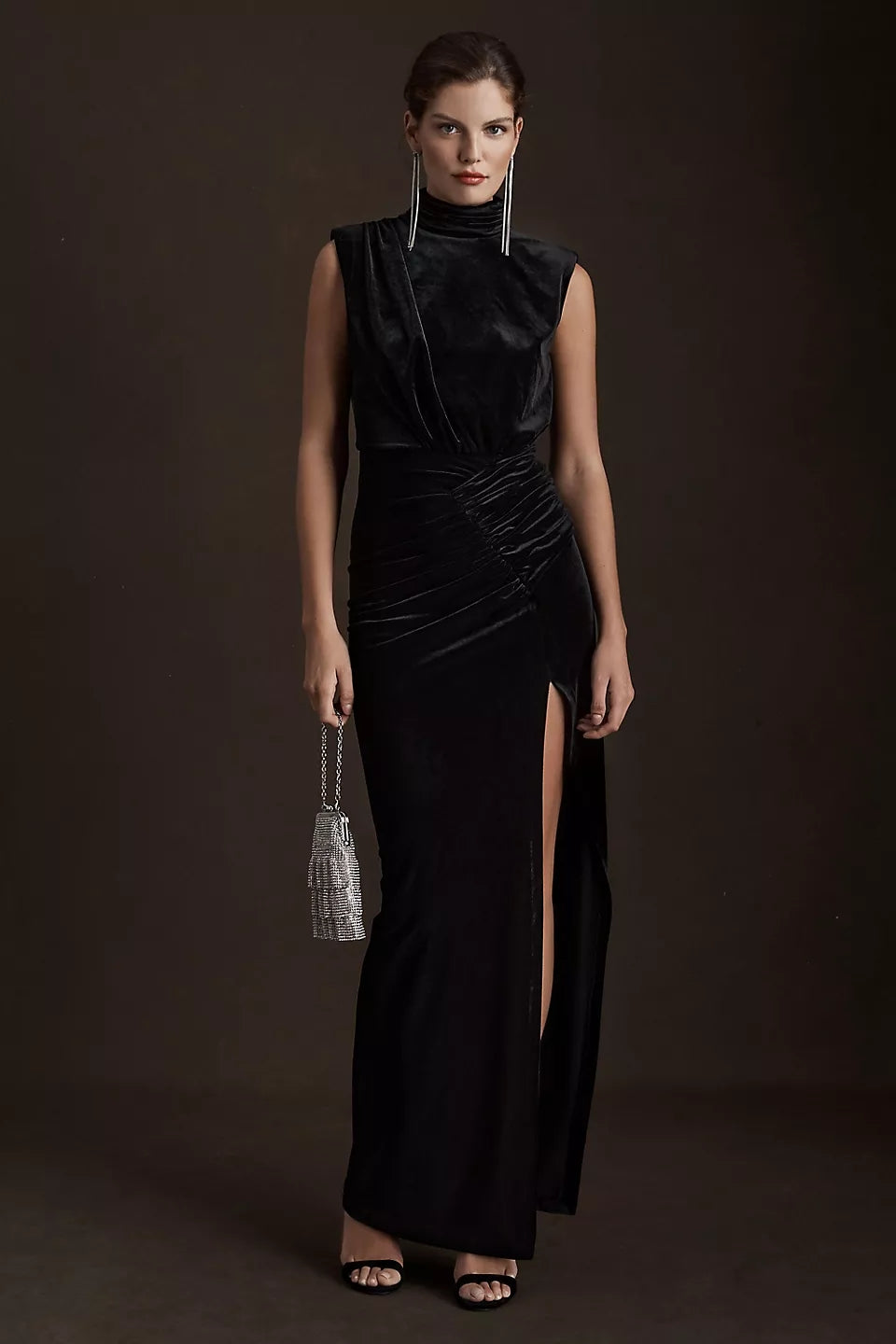 Black High Neck Long Slit Formal Evening Dress TANYA BRIDAL Black High Neck Long Slit Formal Evening Dress TANYA BRIDAL