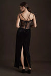 Black Velvet Dress Lace Illusion Back Sexy Evening Gown