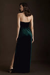 Dark Emerald Velvet Long Bridesmaid Dress Strapless Straight