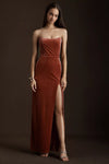 English Rose Velvet Long Bridesmaid Dress Strapless Straight