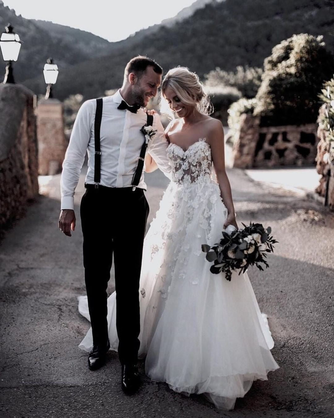 Fairy Wedding Dresses Flowers With Pearls Backless Bride Gown TANYA BRIDAL Fairy Wedding Dresses Flowers With Pearls Backless Bride Gown TANYA BRIDAL