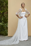 Breathtaking Embroidered Dots Ruffles Bridal Outfit Charming Wedding Cape DJ155