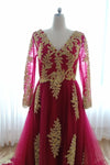 Green Muslim Wedding Dress With Gold Lace Applique DQG038