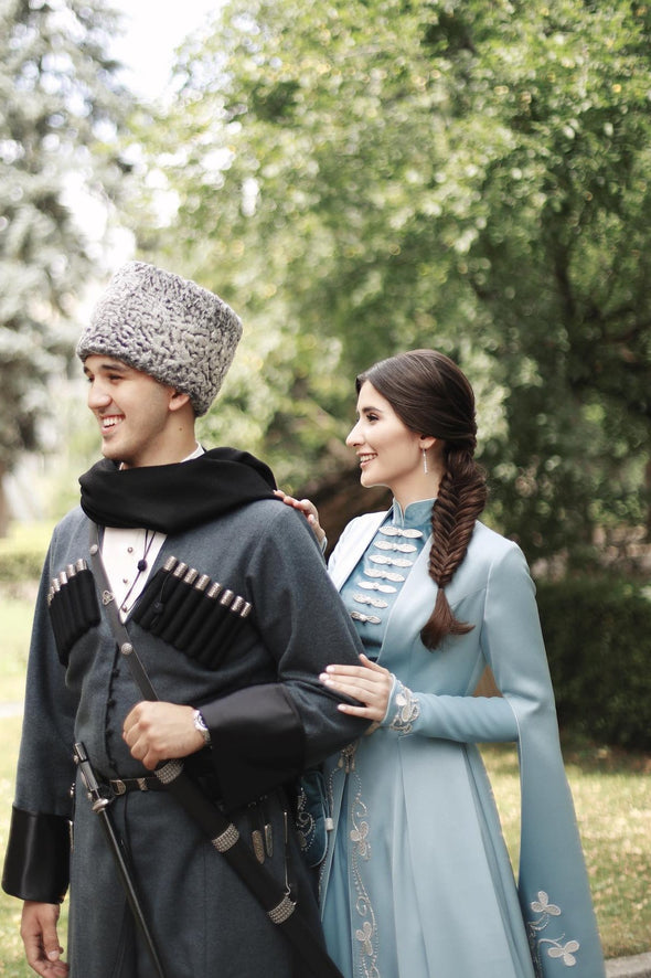 Light Blue Muslim Wedding Dresses Luxury Beads Noivas ZW802