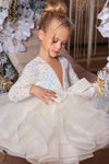 Illusion V Neck Layers Puffy Girl Princess Party Dress