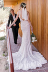 V Neck Mermaid Long Lace Mermaid Wedding Bridal Dress