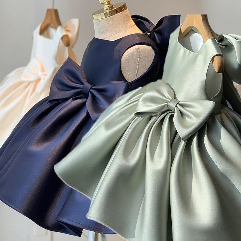 Sage Green Short Satin Flower Girl Dress Party Gown SPF028 TANYA BRIDAL Sage Green Short Satin Flower Girl Dress Party Gown SPF028 TANYA BRIDAL