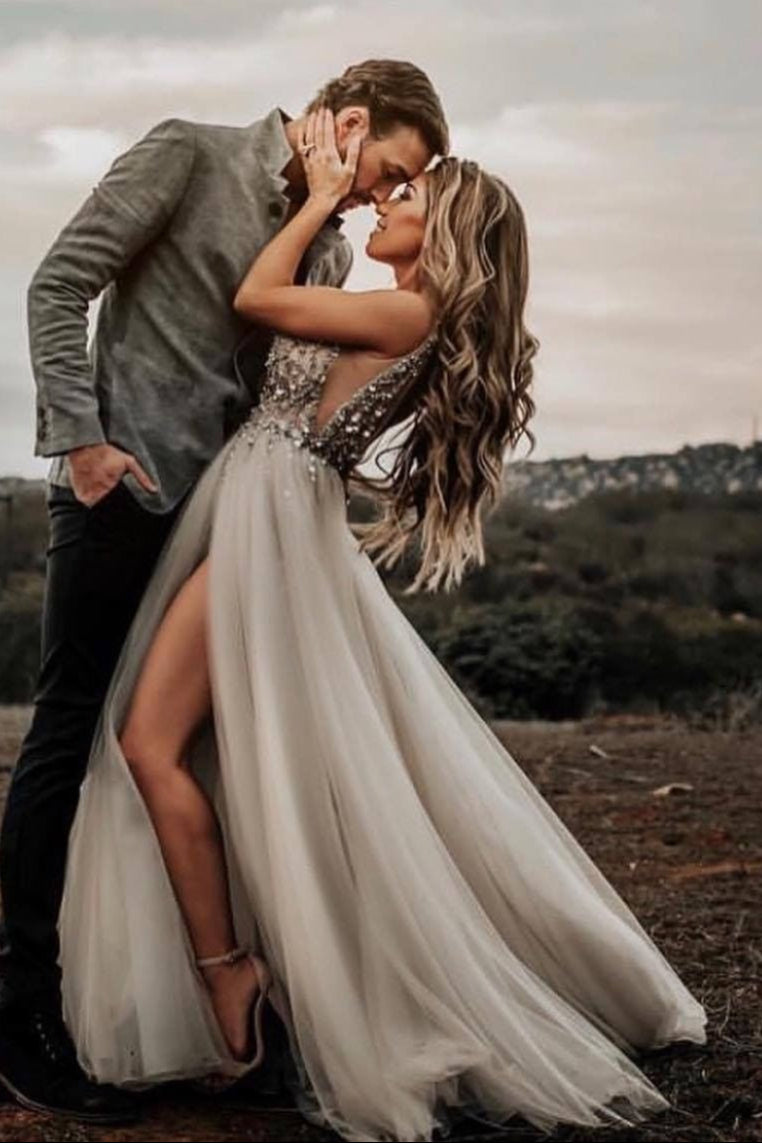 Deep V Sexy Long Prom Dresses With Crystal Bling Bling Split Formal Dr TANYA BRIDAL Deep V Sexy Long Prom Dresses With Crystal Bling Bling Split Formal Dr TANYA BRIDAL