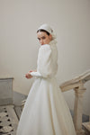 Long Puffy Sleeves Buttons Elegant Wedding Dress Arabic Muslim Gown