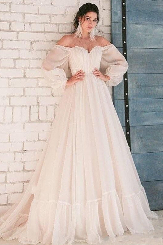 boho dress with train T242013_Gorgeous Boho Tulle A-line with Side Bodice Peek-a-Boo Effect and Airy Semi-Cathedral Train