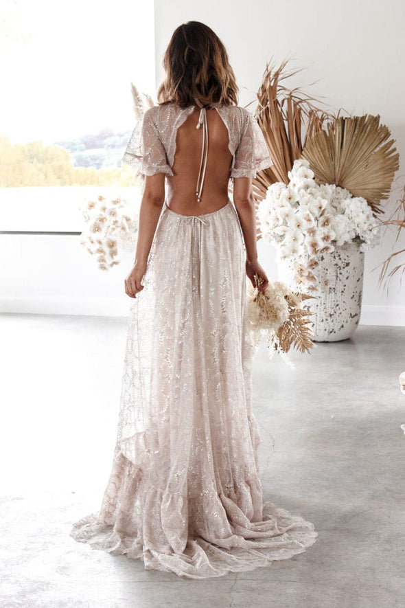 Lace Wedding Dress Boho Dreamy Engagement Gowns A Line Bridal Dress LTDZ291