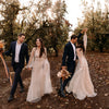 Long Sleeve Sparkly Wedding Dresses A Line Luxury Beaded Bohemian V-Neck Vestido De Noivas ZW375