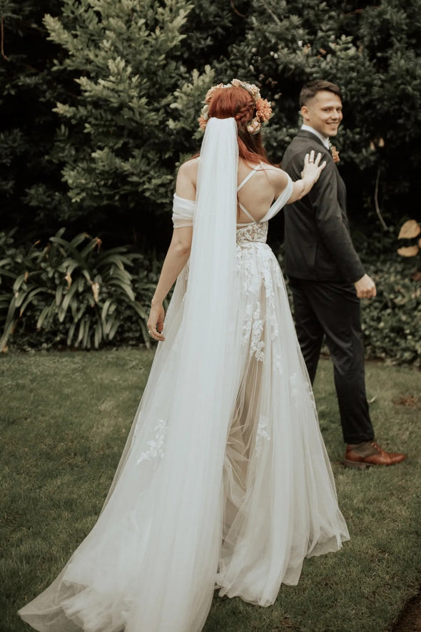 Off The Shoulder Lace A Line Wedding Dresses ZW668