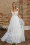 V-Neck Dot Tulle Wedding Dresses A Line ZW928