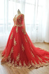 Green Muslim Wedding Dress With Gold Lace Applique DQG038