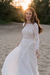 Long Sleeve Unique Lace A Line Wedding Dresses Chic DW699