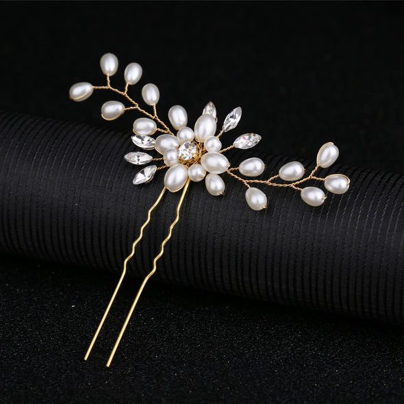 Bride Pearl Crystal Hairpin U-shaped Clip Wedding Headdress Hair Accessories SPF020