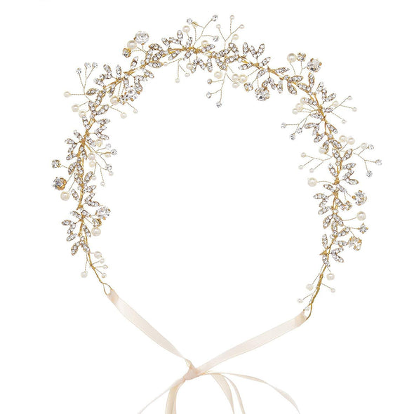 Bride handmade pearl crystal headband