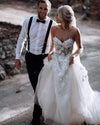 Fairy Wedding Dresses Flowers With Pearls Backless Bride Gown