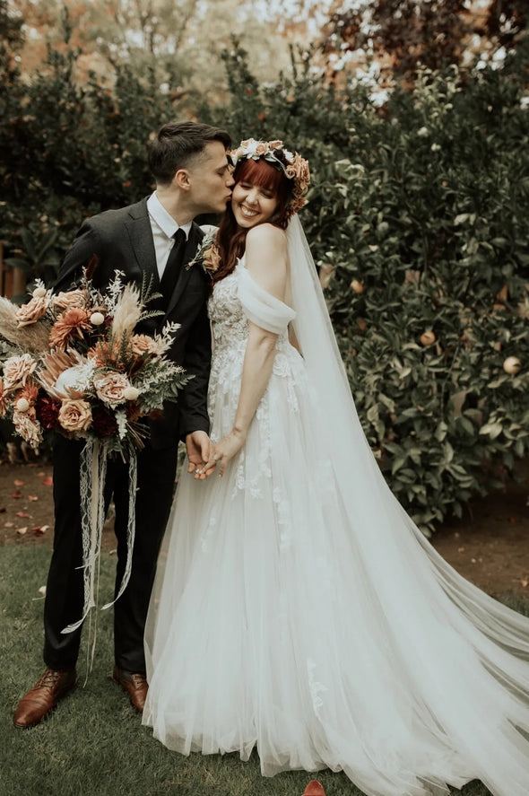Off The Shoulder Lace A Line Wedding Dresses ZW668