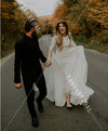 Bohemian Chiffon Wedding Dresses With Long Cape Vestido De Noivas Chic DW341