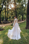 A Line Tulle Wedding Dresses Lace Beads Fairy bohemian Bridal Gowns Sweep Train Vestido de noivas ZW306