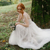 A Line Bohemian Tulle Wedding Dresses V-Neck Bridal Gowns Beach DW309