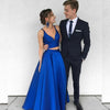 Royal Blue A Line Simple Two Pieces Prom Dresses