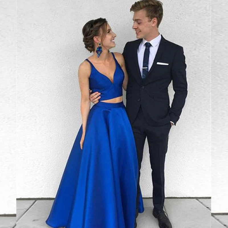 Royal Blue A Line Simple Two Pieces Prom Dresses – TANYA BRIDAL