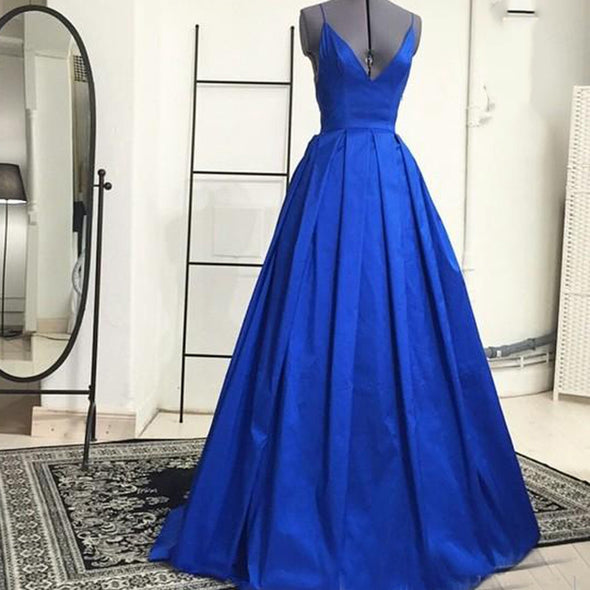 Backless Royal Blue Long Prom Dresses 2020