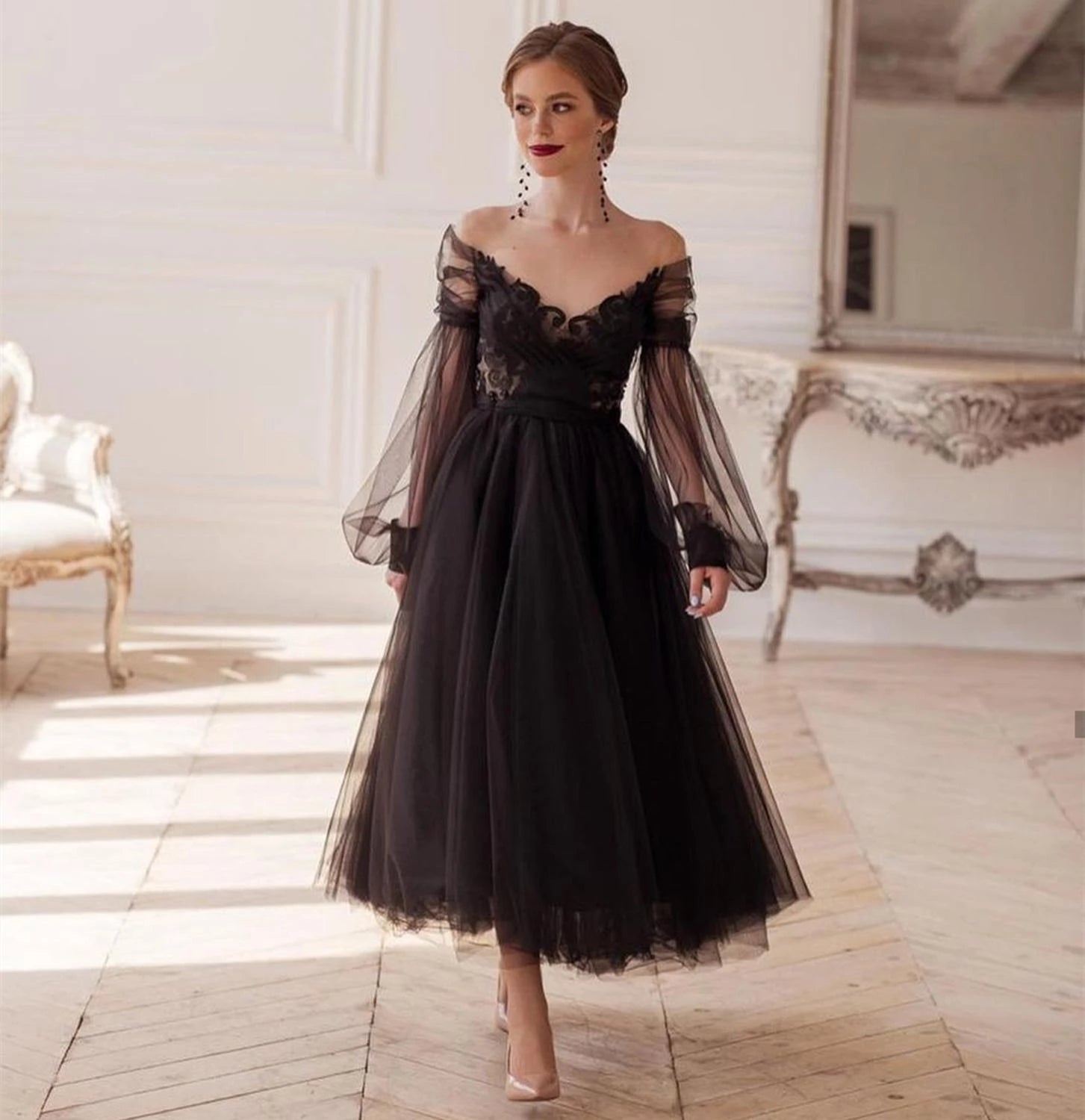 llusion Long Sleeve V-Neck Prom Dress TANYA BRIDAL llusion Long Sleeve V-Neck Prom Dress TANYA BRIDAL