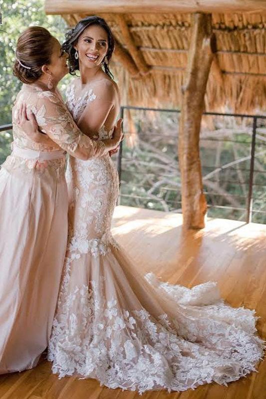 Champagne blush wedding dress deals