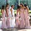 Blush Pink Sweetheart Satin Mermaid Long Bridesmaid Dresses