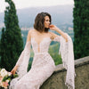 Bohemian Lace Wedding Dress Tassel Flare Sleeve