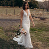 Bohemian Lace wedding Dresses Mermaid V-Neck Backless Bridal Gowns champagne lining Lovely Noivas ZW318