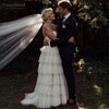 Champagne A Line Bohemian Tulle Wedding Dresses