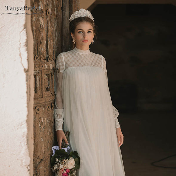 Bohemian Wedding Dresses Loose Long Sleeve Pregnant Bridal Gowns Fairy Vestido de Noivas Beach Gowns DW240