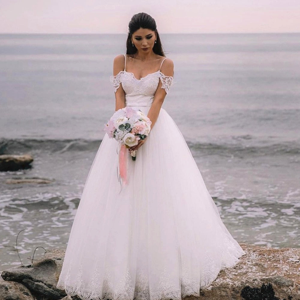Short Sleeve Low V Back Spaghetti Straps Bohemian Wedding Dresses TANYA BRIDAL Short Sleeve Low V Back Spaghetti Straps Bohemian Wedding Dresses TANYA BRIDAL