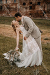 Bohemian Wedding Dresses V-Neck Backless Romantic Dreamy Bridal Gowns DW377