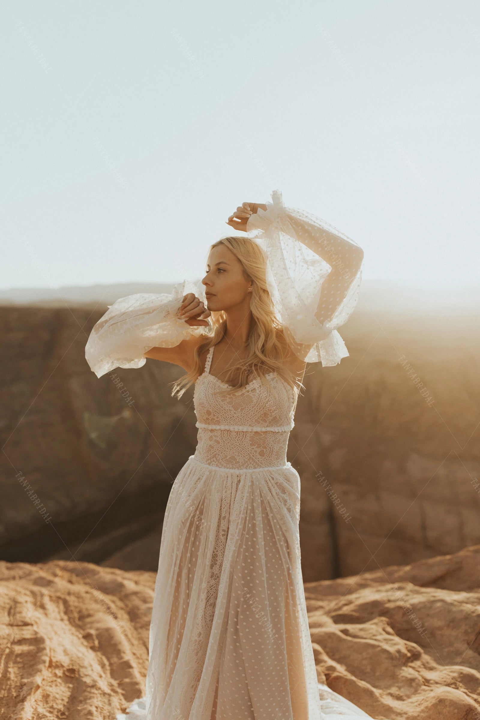 Boho GYPSY Wedding Dresses Fashion Puff Sleeve Cross Back DW608 – TANYA BRIDAL Boho GYPSY Wedding Dresses Fashion Puff Sleeve Cross Back DW608 – TANYA BRIDAL