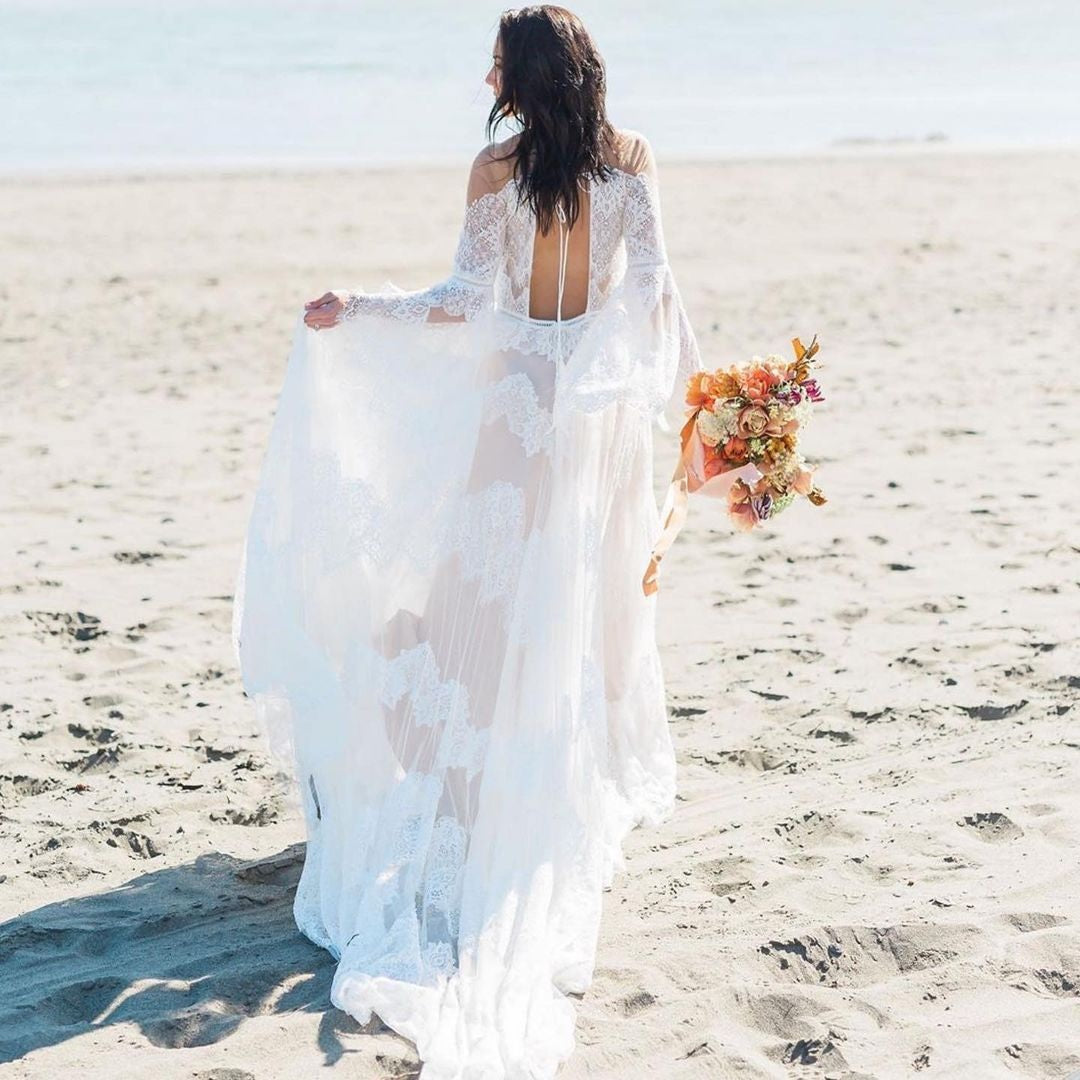bohemian engagement dress Lunette Boho Chic Wedding Engagement cotton Dress - One Inclusive Size